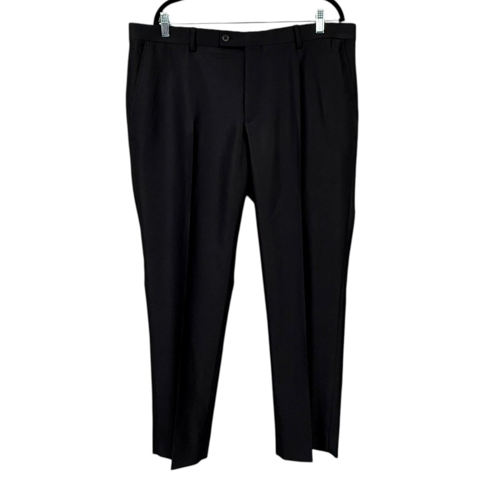 Egara Men's Black Skinny Fit Stretch Dress Pants Flat Front Size 40x30